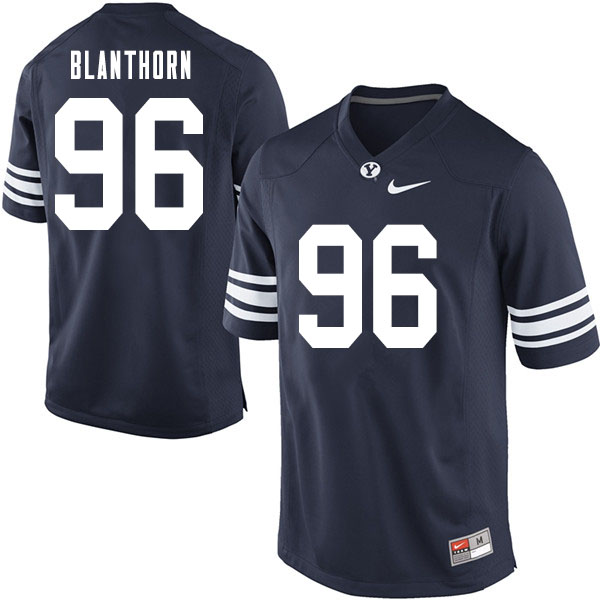 Men #96 Garred Blanthorn BYU Cougars College Football Jerseys Sale-Navy - Click Image to Close